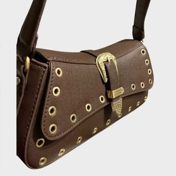 Betsey Johnson Y2K Vegan Leather Shoulder Bag Gold Hardware  display picture 3